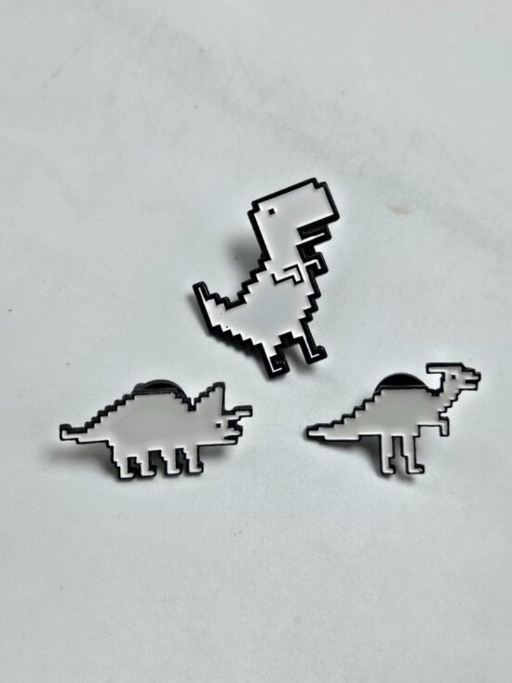 Lot of 3 No Internet Dinosaurs Lapel Pin Google Chrome Pixelated Pinback Costume